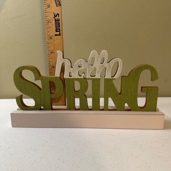 Hello Spring word sign spring decoration rustic farmhouse table word art decor - Picture 2 of 7